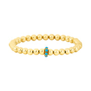 5MM Signature Bracelet with 14k Turquoise Rondelle Gold Filled Bracelet with Diamond