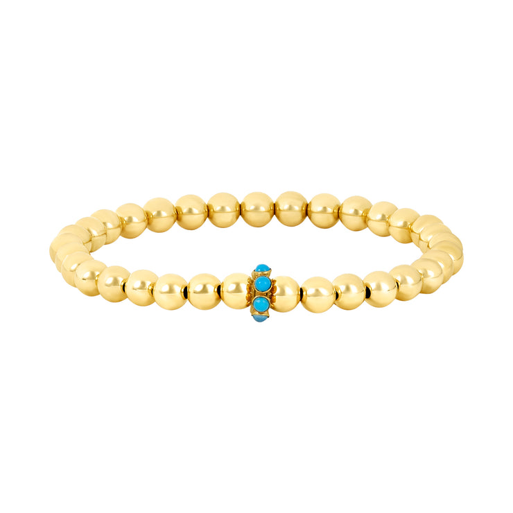 5MM Signature Bracelet with 14k Turquoise Rondelle Gold Filled Bracelet with Diamond