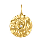 Hammered Disc & Solitaire Diamond Charm-Karen Lazar Design-Karen Lazar Design