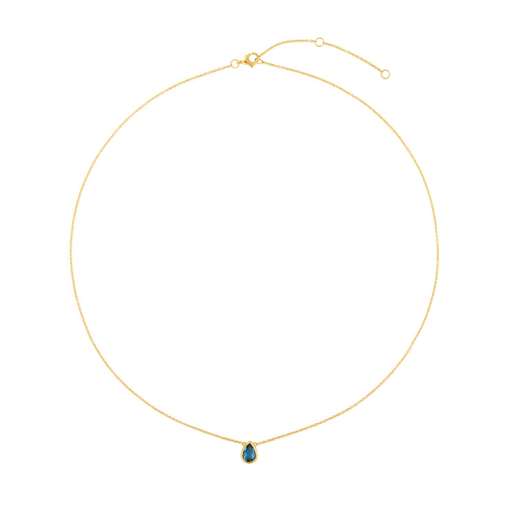 Blue Topaz Pear Drop Necklace-Karen Lazar Design-Karen Lazar Design