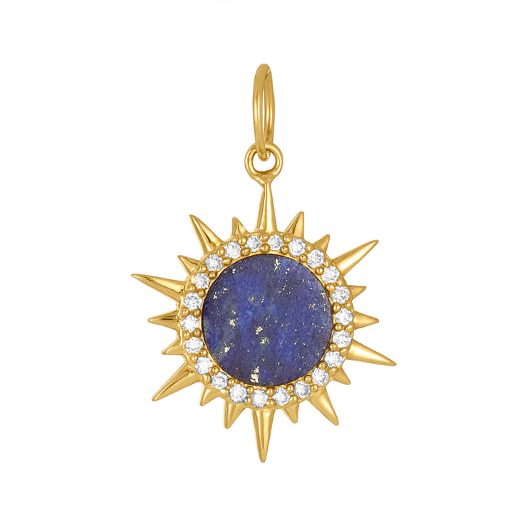 Lapis and Diamond Sunburst Charm-Karen Lazar Design-Karen Lazar Design