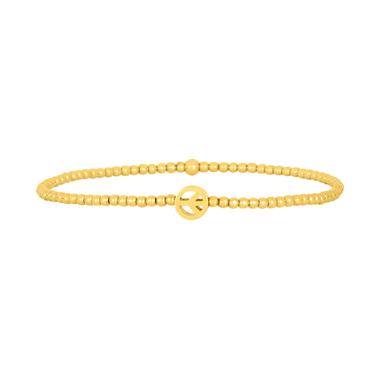 2mm Signature Bracelet With 14K Peace Sign Bead-Karen Lazar Design-5.75-Karen Lazar Design