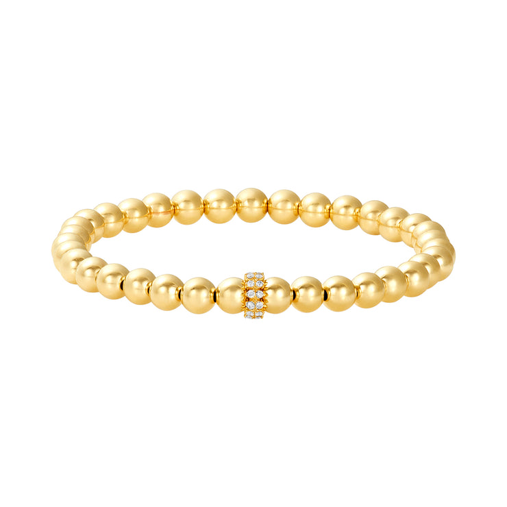 5mm Signature Bracelet with 14k Marquise Diamond Rondelle Yellow Gold