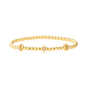 3mm Signature Bracelet with 14k Pyramid Diamond Rondelles-Karen Lazar Design-5.75-Yellow Gold-Karen Lazar Design