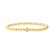 4mm Signature Bracelet with 14k Pave Diamond Rondelle Yellow Gold