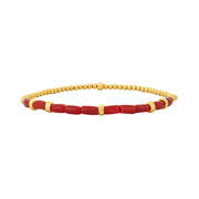 Barrel Coral and Hammered Rondelle Pattern Bracelet-Gold Filled Bracelet-Karen Lazar Design-5.75-Karen Lazar Design