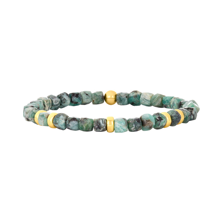 Emerald and Rondelle Pattern Bracelet-Gold Filled Bracelet-Karen Lazar Design-5.75-Karen Lazar Design