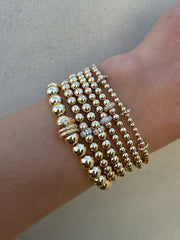 3mm Signature Bracelet with 14k Pyramid Diamond Rondelles-Karen Lazar Design-5.75-Yellow Gold-Karen Lazar Design