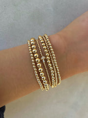 2MM Signature Bracelet with 14K Diamond Mushroom Bead Gold Filled Bracelet with Diamond
