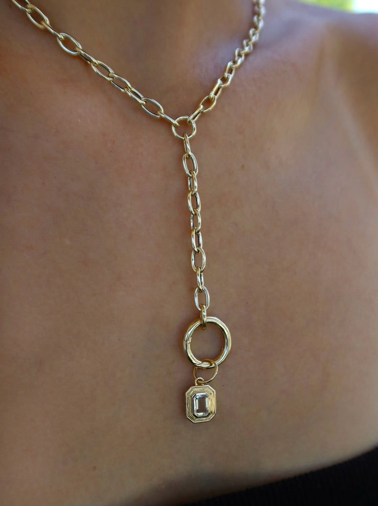 Link Lariat Necklace with a Charm Extender-Karen Lazar Design-Karen Lazar Design