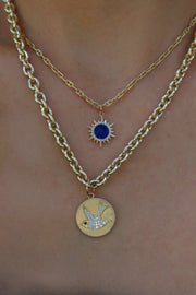 Lapis and Diamond Sunburst Charm