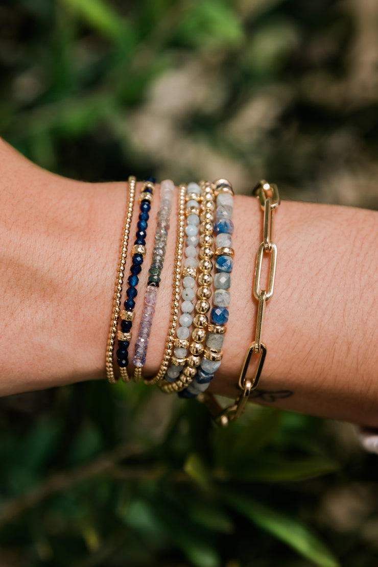 September Blue Sapphire and Rondelle Bracelet-Gold Filled Bracelet-Karen Lazar Design-5.75-Karen Lazar Design