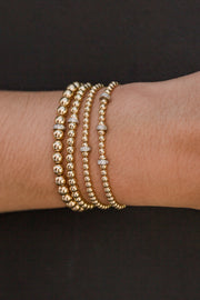 4MM Signature Bracelet with 14K Diamond Rondelle-Karen Lazar Design-5.75-Yellow Gold-Karen Lazar Design