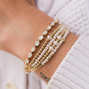3MM Signature Bracelet with 3 White Pearl Pattern