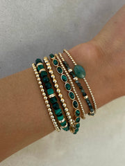 Malachite and Rondelle Pattern Bracelet-Gold Filled Bracelet-Karen Lazar Design-5.75-Karen Lazar Design