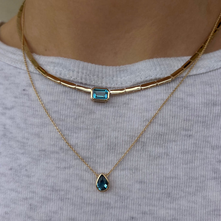 Blue Topaz Pear Drop Necklace