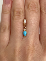 14K Diamond Rondelle with Turquoise & Diamond Drop Charm-Karen Lazar Design-Karen Lazar Design