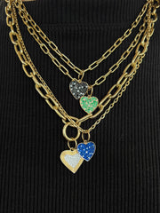 Pave Blue Sapphire and White Diamond Heart Charm