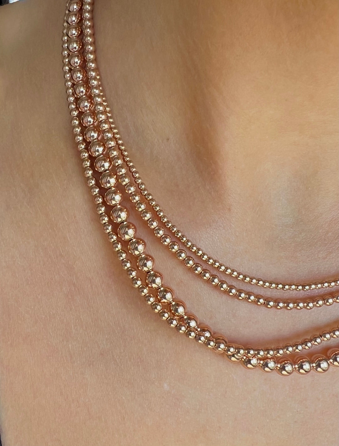 3mm cheapest 14k Rose Gold-Filled Beaded Necklace 13 1/2