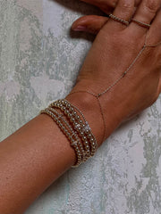 3mm Signature Bracelet with 14k Pyramid Diamond Rondelles-Karen Lazar Design-5.75-Yellow Gold-Karen Lazar Design