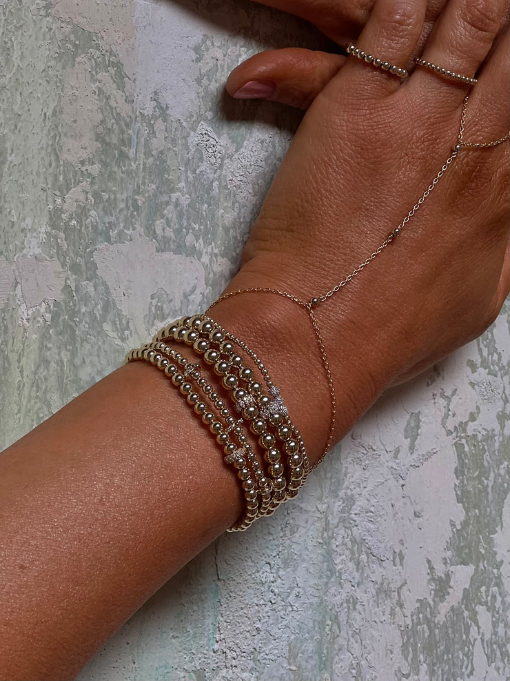 4mm Signature Bracelet with 14k Pave Diamond Rondelle-Karen Lazar Design-5.75-Yellow Gold-Karen Lazar Design