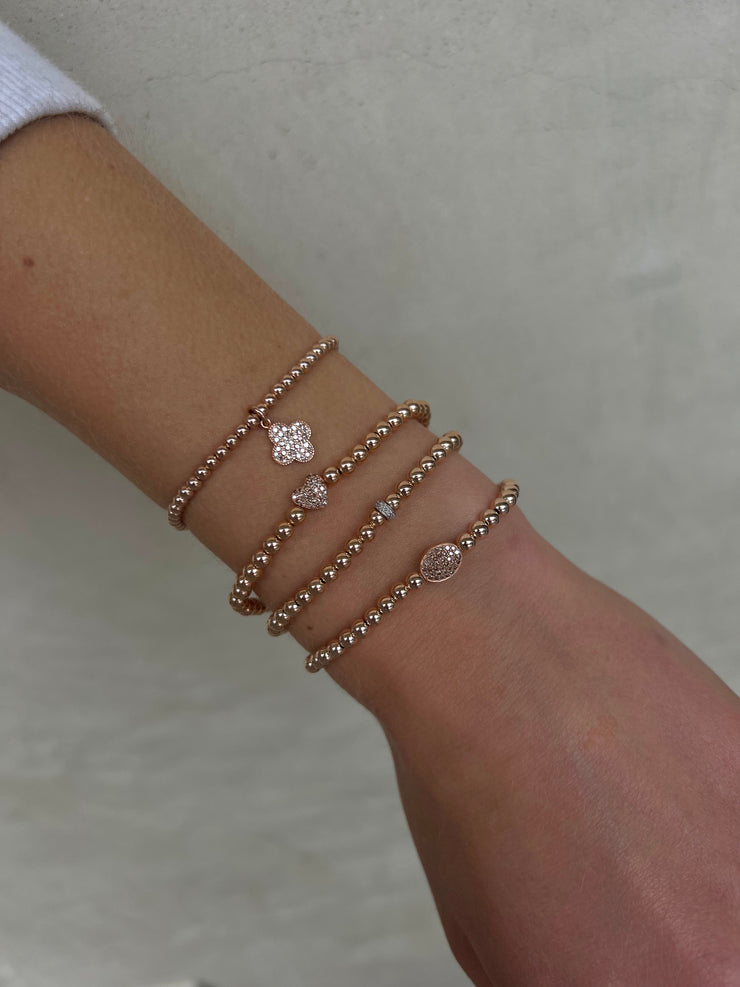 4MM Signature Rose Gold Bracelet with 14K Diamond Bean-Gold Filled Bracelet with Diamond-Karen Lazar Design-5.75-Rose Gold-Karen Lazar Design