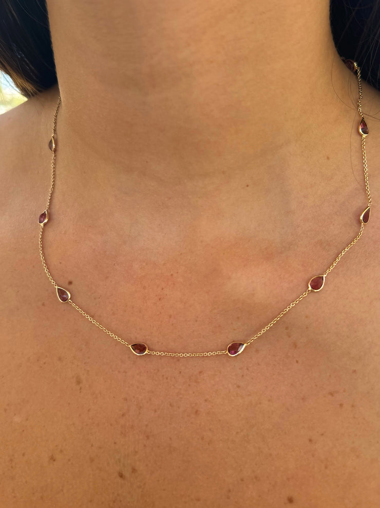 Pink Tourmaline by the Yard Necklace-Fine Jewelry-Karen Lazar Design-18"-Yellow Gold-Karen Lazar Design