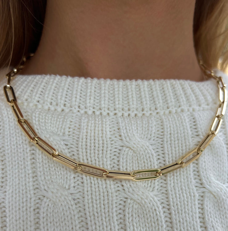 Medium Paperclip Chain Necklace-Karen Lazar Design-18"-Yellow Gold-Karen Lazar Design
