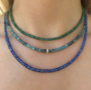 Moss Aqua with Pave Diamond Rondelle Necklace-Gold Filled Bracelet-Karen Lazar Design-16-18"-Karen Lazar Design