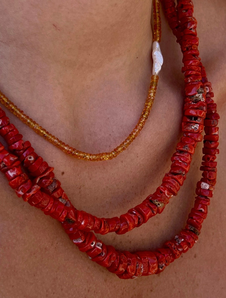 Heishi Coral Necklace Necklaces
