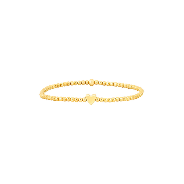 Kid's 2MM Yellow Gold Filled Bracelet with 14K Heart Bead Yellow Gold Filled Bracelet