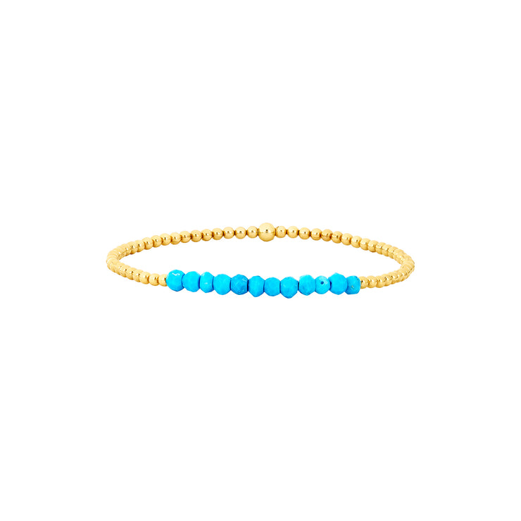 Kids 2MM Yellow Gold Filled Bracelet with Turquoise Yellow Gold Filled Bracelet
