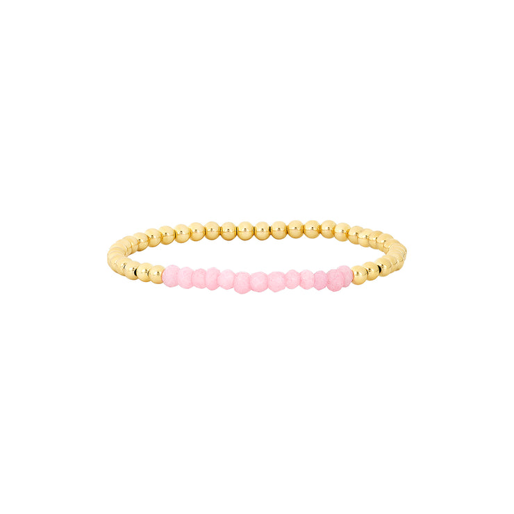 Kids 3MM Yellow Gold Filled Bracelet with Pink Agate Yellow Gold Filled Bracelet