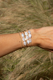 2MM Signature Bracelet with 3 Pear Pearls Gold Filled Bracelet