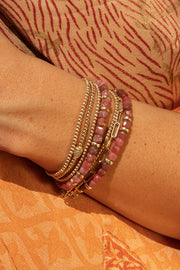 Thulite and Rondelle Pattern Bracelet Gold Filled Bracelet