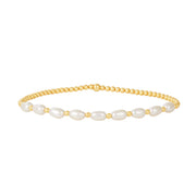 2MM Signature Bracelet with Rice Pearl Gold Pattern-Karen Lazar Design-5.75-Karen Lazar Design