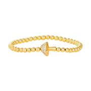 4MM Signature Bracelet with Pave Diamond Mushroom Bead Gold Filled Bracelet with Diamond