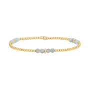 2MM Signature Bracelet with Aquamarine and 14K Diamond Rondelles Gold Filled Bracelet with Diamond