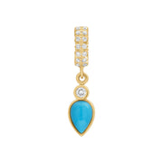 14K Diamond Rondelle with Turquoise & Diamond Drop Charm-Karen Lazar Design-Karen Lazar Design