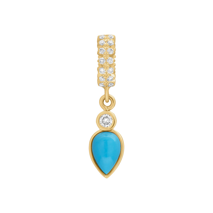 14K Diamond Rondelle with Turquoise & Diamond Drop Charm-Karen Lazar Design-Karen Lazar Design