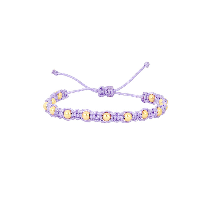 Kids Lavender Macrame Bracelet with Yellow Gold Filled Beads Gold Filled Bracelet