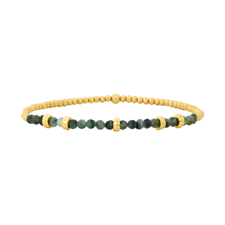 May Emerald and Rondelle Bracelet Gold Filled Bracelet
