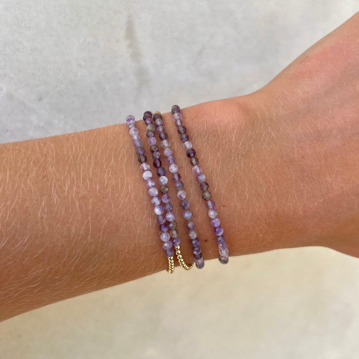 2MM Signature Bracelet with Mixed Amethyst Yellow Gold Filled Bracelet