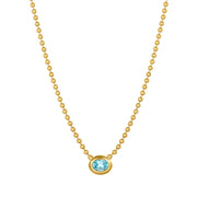 Beaded Necklace with a Bezel Sky Blue Topaz Pendant-Karen Lazar Design-Karen Lazar Design