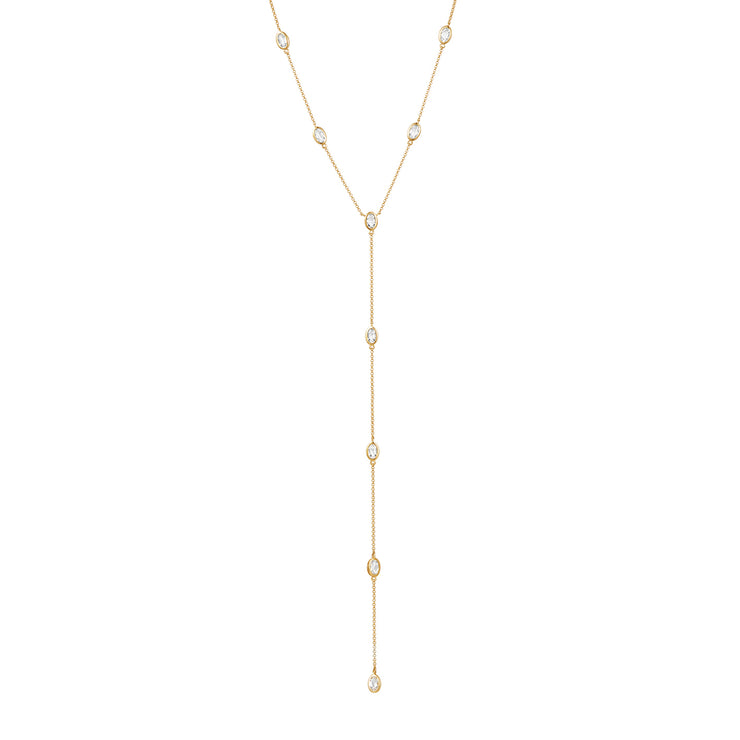 White Topaz Lariat Necklace