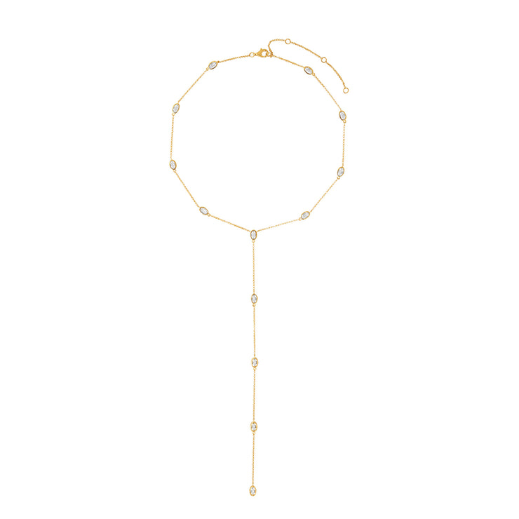 White Topaz Lariat Necklace