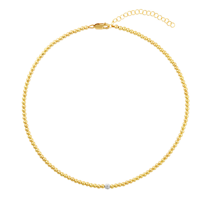 3MM Signature Necklace with 14K Diamond Bead Necklaces