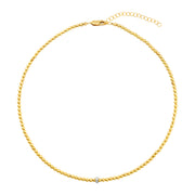 3MM Signature Necklace with 14K Diamond Rondelle-Necklaces-Karen Lazar Design-13-15"-Yellow Gold-Karen Lazar Design