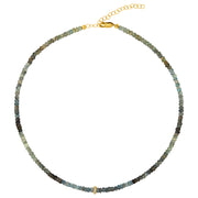 Moss Aqua with Pave Diamond Rondelle Necklace Gold Filled Bracelet