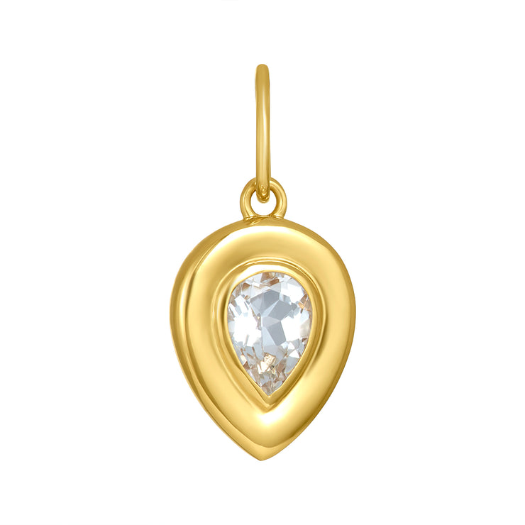 Bezel Pear White Topaz Charm-Karen Lazar Design-Karen Lazar Design